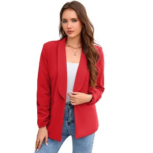 Coolmee Women's Long Sleeve Blazer Open Front Cardigan Jacket Work Office Blazer - 1 of 4