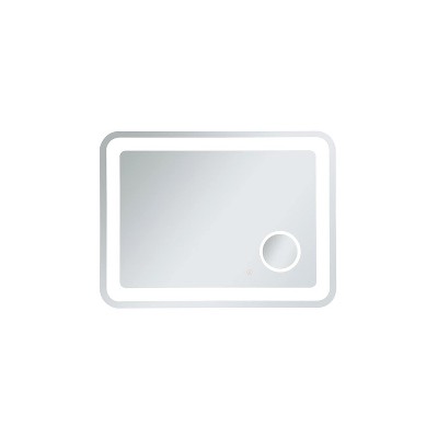 Elegant Lighting Lux 27in x 36in Hardwired LED mirror with magnifier and color changing temperature 3000K/4200K/6000K