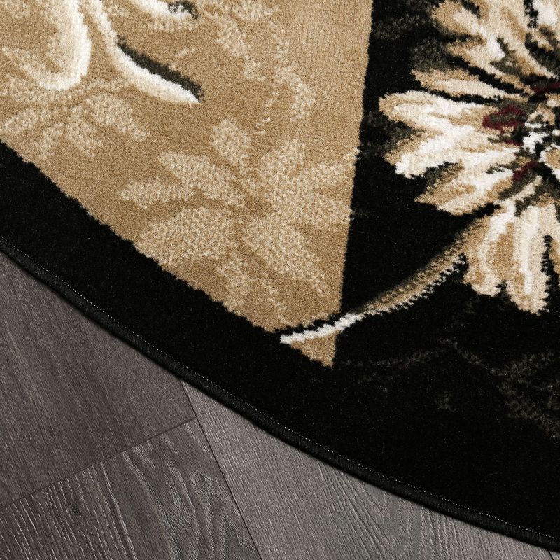 Home Dynamix Optimum Byron Contemporary Color Block Floral Area Rug, Black/Beige, 7'10" Round, 2 of 3