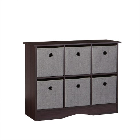 Riverridge 6 Cubby Storage Cabinet With Bins Espresso Gray Target