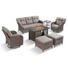 Belord Outdoor Wicker Patio Furniture Set with 43" Propane Fire Pit Table, Swivel Patio Chairs Set with Sofa Couch, Fire Pit Table and Ottoman - 4 of 4