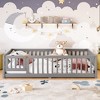 QingMoon Twin Size Floor Bed for Children with Door and Fence Solid Wood Montessori Bed Frame, for Girls and Boys Easy Assembly - 2 of 4
