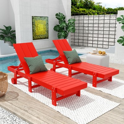 WestinTrends Ashore Modern Poly Reclining Chaise Lounge With Wheels (Set of 2pcs)