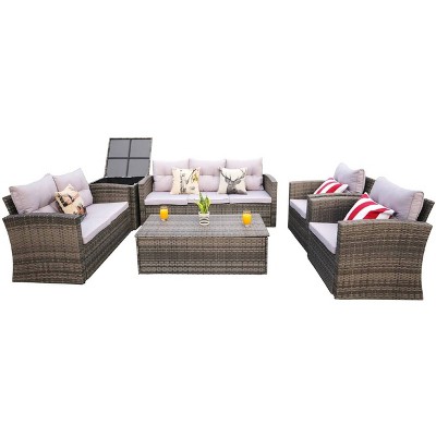 Medford 6pc Patio Wicker Conversation Set - Direct Wicker