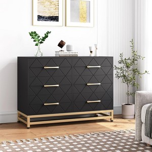 6 Drawer Dresser Bedroom Wooden with Large Capacity, Wood Chest of Drawers with Metal Handle, White Dresser for Bedroom, Living Room - 1 of 4