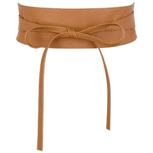 INSPIRE CHIC Women's Faux Leather Bowknot Wrap Around Wide Waistband Obi Belts 1 Pc - 1 of 4