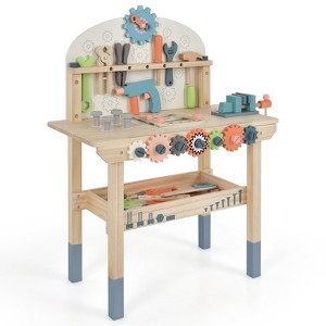 Kids Play Tool Workbench Wooden Tool Bench w/ Rich Accessories for Boys & Girls - 1 of 4