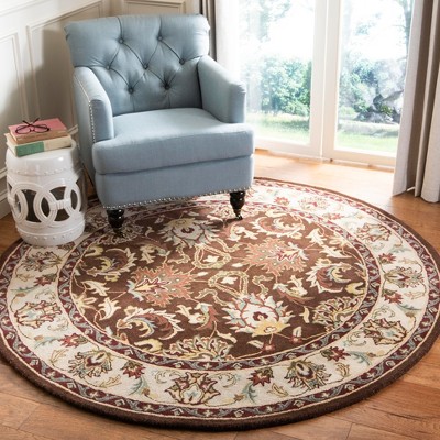 Handmade Blue Wool Tufted Round Area Rug, 6' x 6'