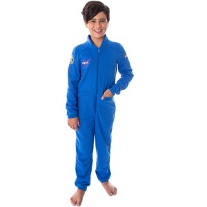 NASA Boys' Meatball One Piece Astronaut Space Suit Pajama Union Suit Blue - 1 of 4