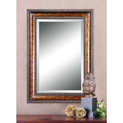 Sinatra Large Bronze and Gold Leaf Beveled Wall Mirror