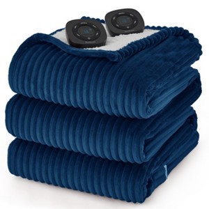 Electric Heated Blanket Soft & Washable Ribbed Flannel - 1 of 4