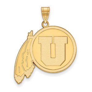 Black Bow Jewelry 10k Yellow Gold Utah Runnin Utes NCAA Extra Large Pendant - 1 of 3