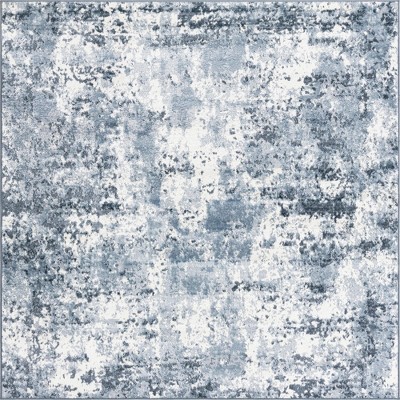 Vintage Blue Square Synthetic Easy Care Area Rug