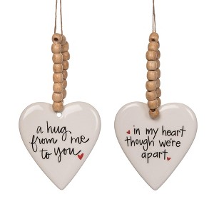 Transpac Ceramic Heart w/Bead Hanger Set of 2 Home Decorations Valentines - 1 of 1