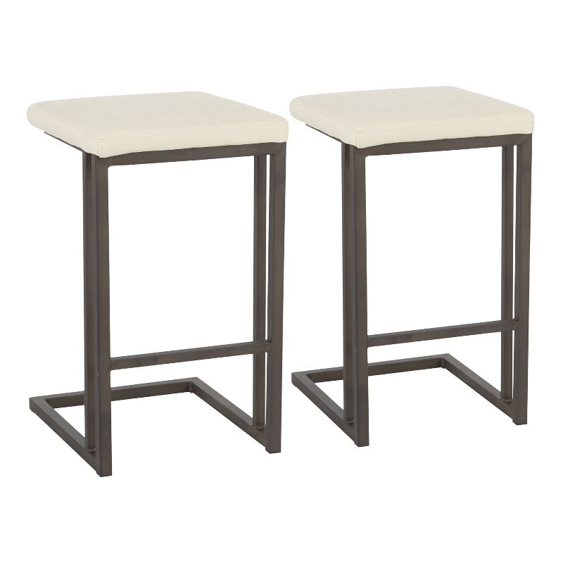 Set of 2 Roman Industrial Counter Height Barstools Cream - LumiSource, 1 of 13