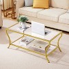 Yaheetech 2-tier Rectangular Iron Tempered Glass Coffee Table - 2 of 4