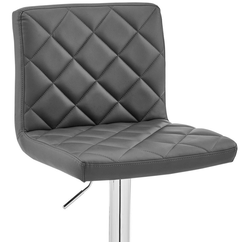 Duval Adjustable Barstool with Faux Leather and Metal Finish - Armen Living, 4 of 9