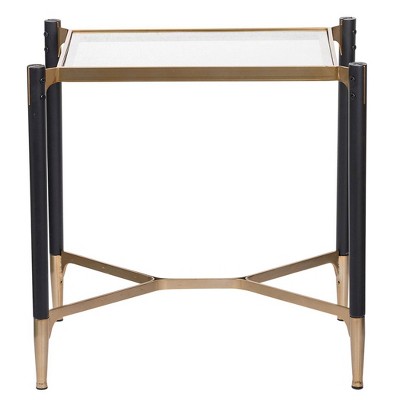Modern Chic Park View Black & Gold Glass-Top Side Table