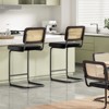 CAVINAS Set of 2 PU Leather Bar Stools,Counter Height Barstools with Rattan Back,Armless Bar Chairs for Home Pub & Kitchen Island - 2 of 4
