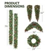 Christmas Wreath and Garland Set of 6, PreLit LED Artificial Christmas Décor with One Xmas Wreath and Arc Garland - 4 of 4