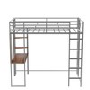 CAVINAS Twin Size Metal Loft Bed with Ladder & Fence,Modern Bed Frame with Desk for Bedroom,Study - 3 of 4