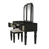 TiramisuBest Luxurious Majestic Classic Black Color Vanity Set w Stool 3- Storage Drawers 1pc Bedroom Furniture Set Tri-Fold Mirror with Black - 4 of 4