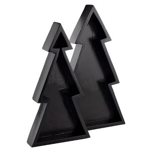 AuldHome Design Wooden Christmas Tree Serving Trays, Nested Set of 2 ...