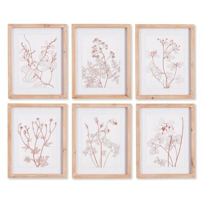 Plum & Post Botanicals In Blush Prints, Set Of 6