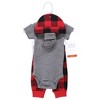 Hudson Baby Boys Thermal Preemie Layette Set 4pc Short Sleeve Outfit, Buffalo Plaid, Preemie - 2 of 4