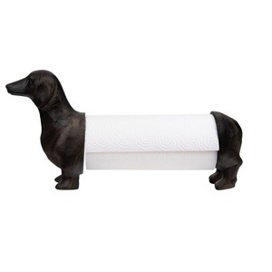 Storied Home Antiqued Bronze Dachshund Dog Paper Towel Holder - 1 of 4