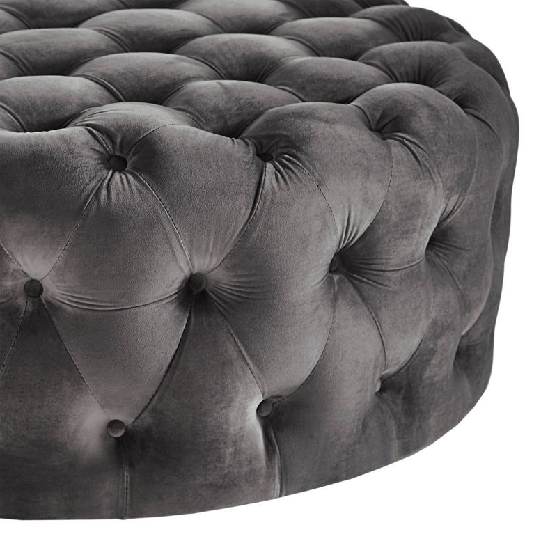 Beekman Place Velvet Button Tufted Round Cocktail Ottoman - Inspire Q, 5 of 10