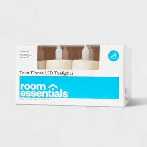 24ct Twist-Flame LED Tealight Candles (Cream) - Room Essentials™: Battery-Operated, Flickering Ambiance - 1 of 3