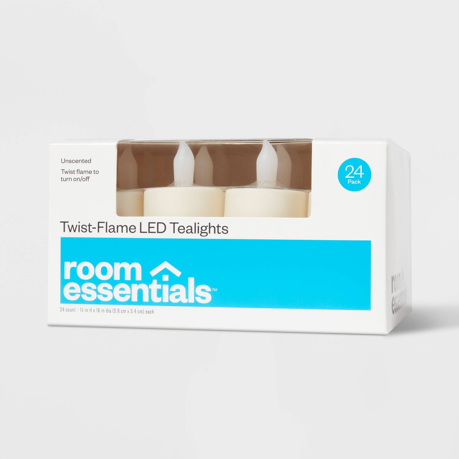 24ct Twist-Flame LED Tealight Candles (Cream) - Room Essentials™: Battery-Operated, Flickering Ambiance