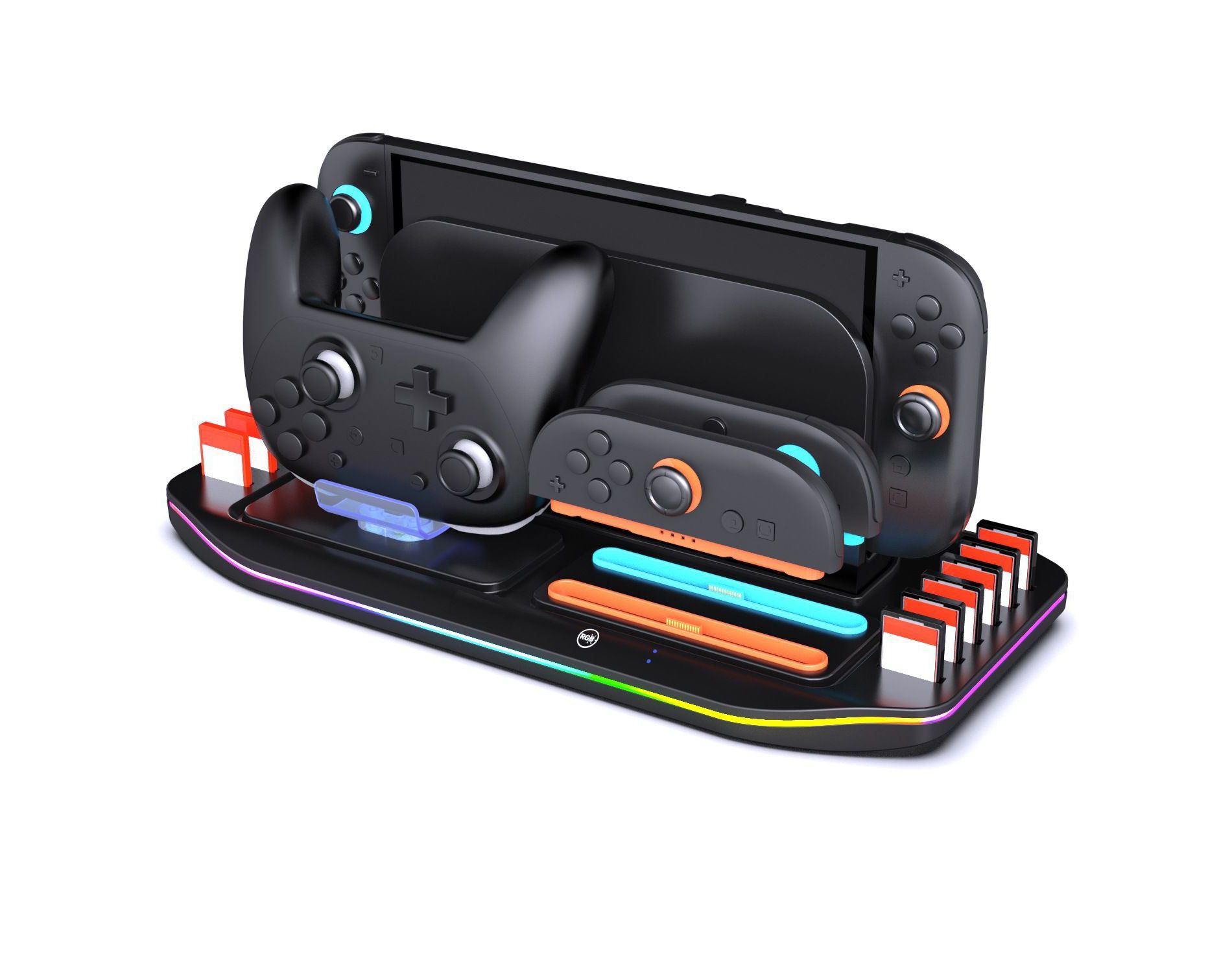 Sonicgrace Charging Dock & Storage Station for Nintendo Switch 2 - Charges 4 Joy-Cons, 12 Game Slots, RGB Lighting - Black