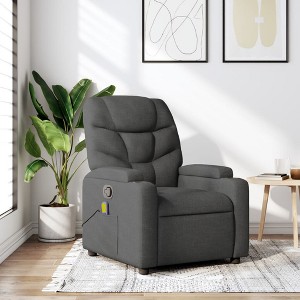 vidaXL Massage Recliner Chair Dark Gray Fabric - 1 of 4