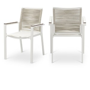 Meridian Furniture,Maldives Rope Fabric Outdoor Patio Dining Arm Chair, Set of 2 - 1 of 4