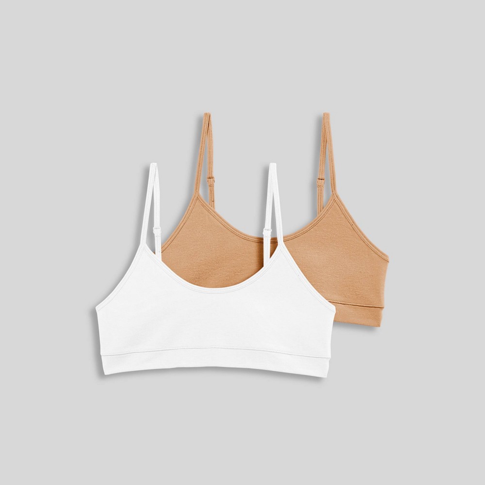 Jockey Generation Girls' Cotton Stretch Bralette -Nude/White XL