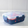 Michael Graves Design Rectangle Small 12 Ounce High Borosilicate Glass Food Storage Container with Plastic Lid, Indigo - image 2 of 4
