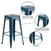 Emma and Oliver Commercial Grade 4 Pack 30" High Backless Distressed Metal Indoor-Outdoor Barstool - image 4 of 4