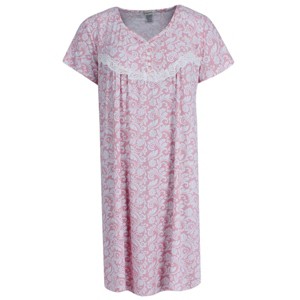 Gabriella Women's  Patterned Short Sleeve Sleep Gown - 1 of 3