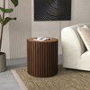 POVISON 20" Fluted Round End Table, Mid-century Modern Side Table, Minimalist Wood Coffee Table, Dark Walnut Color - 2 of 4
