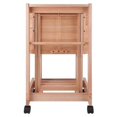 Natural Wood 5-Piece Snack Table Set with Serving Cart