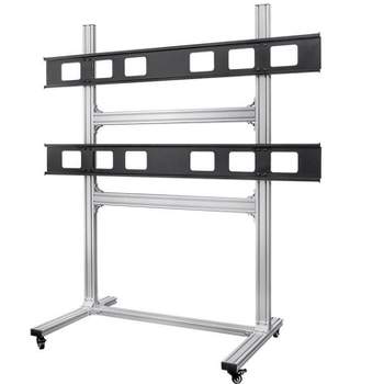 Monoprice Commercial Series 2x2 Video Wall Mount Bracket System Rolling Display Cart with Micro Adjustment Arms For LED