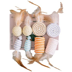 Dexypaws: Cat 8-Piece Sisal & Feather Toy Set - Various Shapes & Textures - 1 of 4