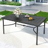 Outdoor Stainless Steel Rectangle Dining Table with Umbrella Hole - Captiva Designs: Powder-Coated, Seats 6, Weather-Resistant - 2 of 4
