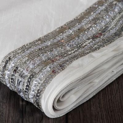 Luxurious White Polysilk Snowflake Christmas Tree Skirt with Silver Accents
