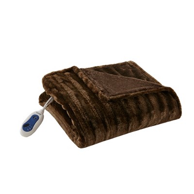 Duke Faux Fur Electric Heated Throw Blanket - Beautyrest
