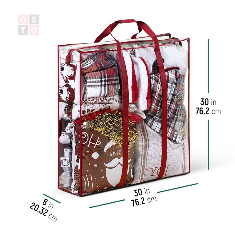 OSTO Holiday Accessory Bag Holds Various Holiday Accessories; Bag Is of Clear PVC, Has Durable Zipper, and A Pair of Carry Handles, 3 of 5