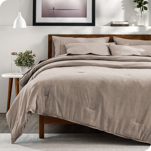 Linen-blend Twin Duvet Cover Set - Taupe - Home All