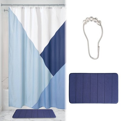 blue white shower curtain